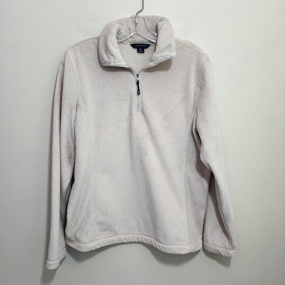 Lands' End super soft plush 1/4 zip pullover cream fleece woman's size medium - Picture 1 of 9